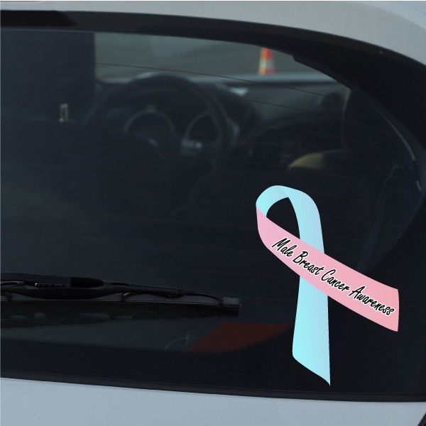 Image of Male Breast Cancer Awareness Ribbon Vinyl Sticker