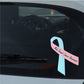 Light blue and pink awareness ribbon vinyl sticker with 'Male Breast Cancer Awareness' text