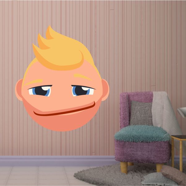 Image of Male Face Emoticon Wall Decal - Vinyl Sticker - Car Sticker - IDCOLOR011