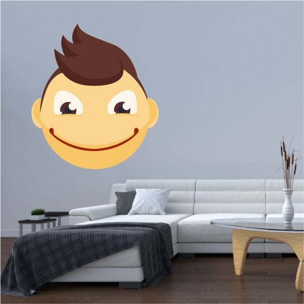Image of Male Face Emoticon Wall Decal - Vinyl Sticker - Car Sticker - IDCOLOR012