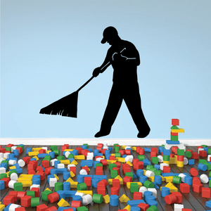 Gardener raking decal with black male silhouette