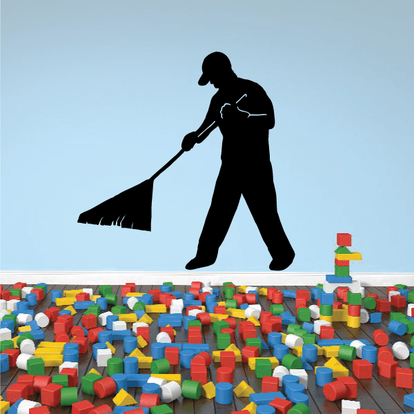 Gardener raking decal with black male silhouette