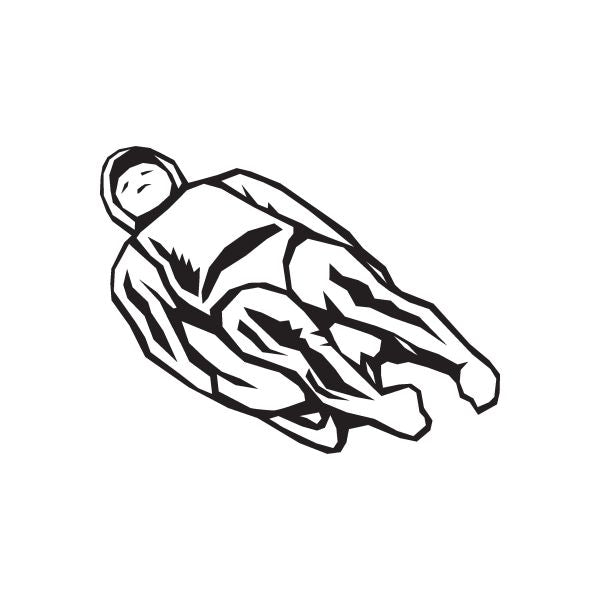Black-and-white luge rider decal