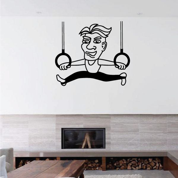 Image of Male On Rings Gymnastics Wall Decal - Vinyl Decal - Car Decal - MC001