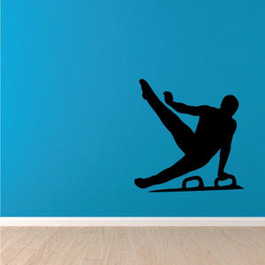 Black male gymnast on pommel horse wall decal silhouette
