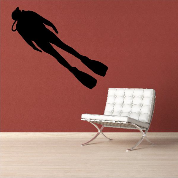 Black male scuba diver decal silhouette