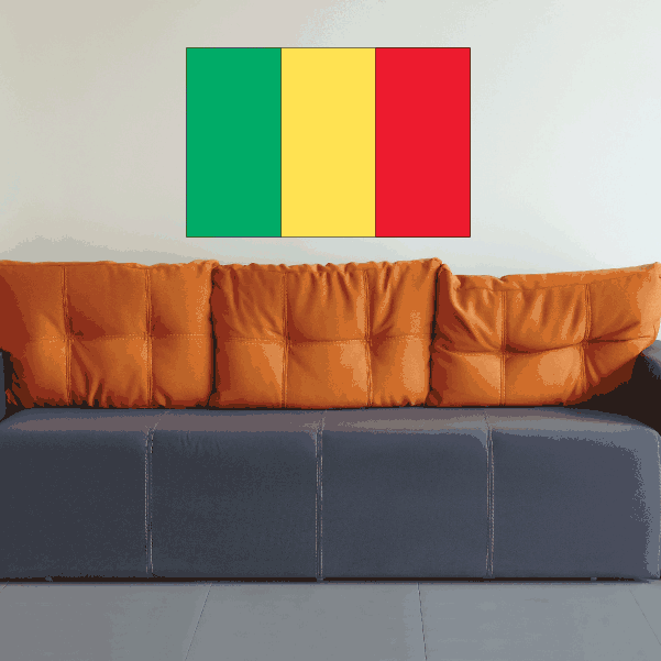 Mali flag sticker with vertical green, yellow, and red stripes