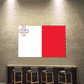 Rectangular Malta flag sticker with red Maltese cross on white and red field
