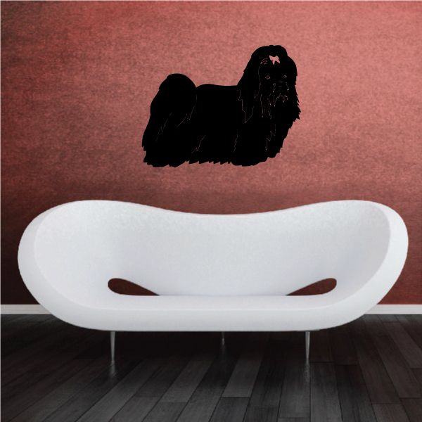 Maltese dog decal silhouette with pink bow