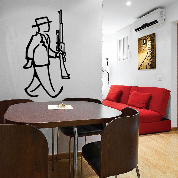 Image of Man And Rifle Wall Decal - Vinyl Decal - Car Decal - Business Decal - MC35