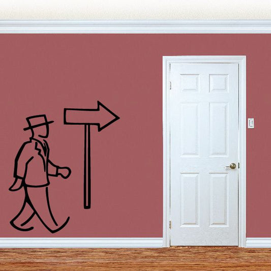 Image of Man And Sign Wall Decal - Vinyl Decal - Car Decal - Business Decal - MC34