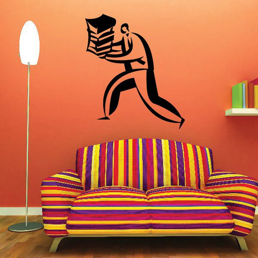 Image of Man Carrying Books Wall Decal - Vinyl Decal - Car Decal - Business Decal - MC15