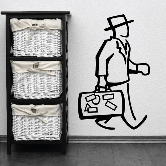 Image of Man Carrying Briefcase Wall Decal - Vinyl Decal - Car Decal - Business Decal - MC44