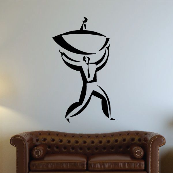 Image of Man Holding Bowl Wall Decal - Vinyl Decal - Car Decal - Business Decal - MC22