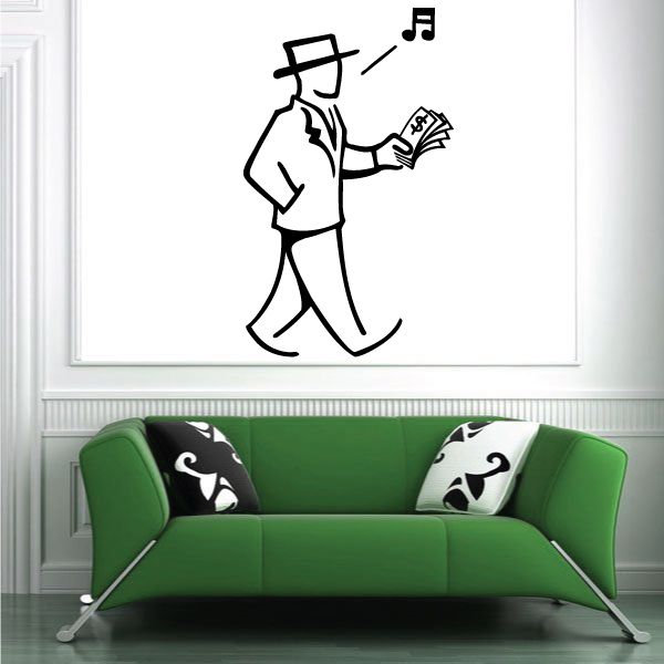 Image of Man Holding Cash Wall Decal - Vinyl Decal - Car Decal - Business Decal - MC43