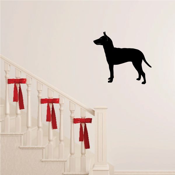 Manchester terrier decal with black dog silhouette