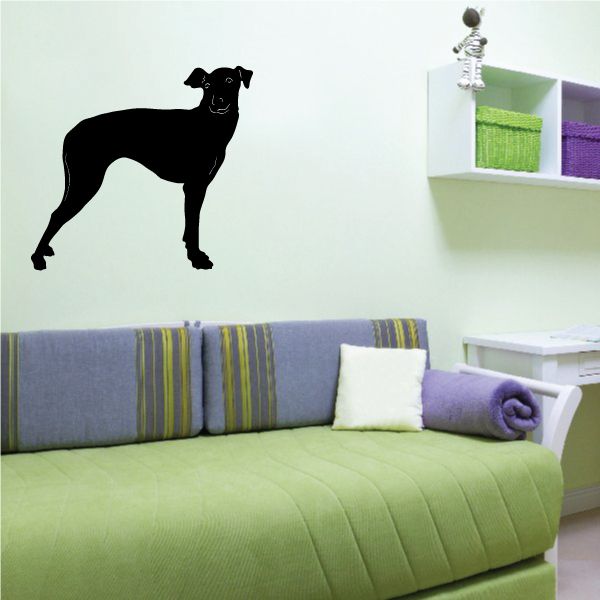 Black Manchester terrier looking-over wall decal silhouette