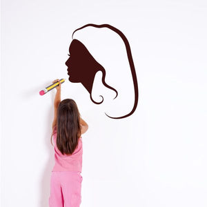 Mannequin head side silhouette decal in dark maroon with a smooth outline