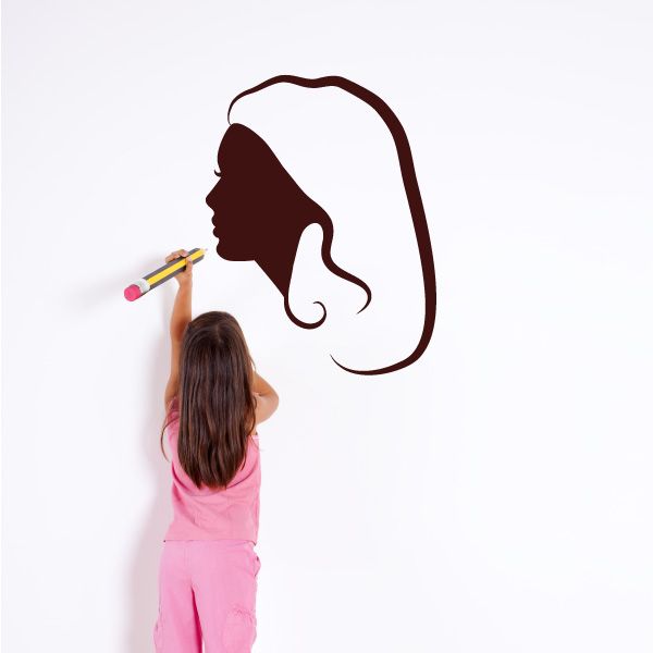 Mannequin head side silhouette decal in dark maroon with a smooth outline
