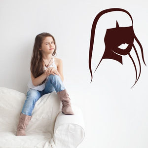 Mannequin head lips silhouette decal, dark face with red outline