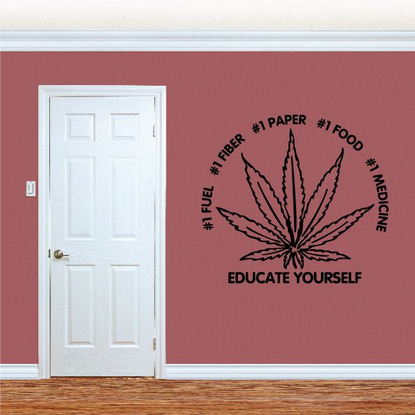 Image of Marijuana Leaf Educate yourself Decal