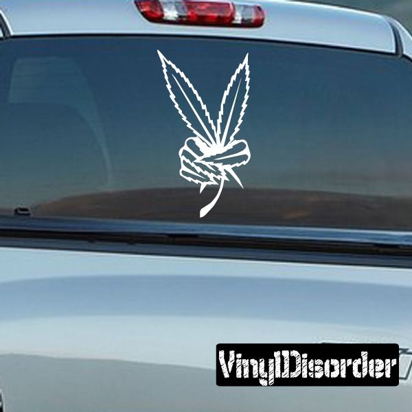 Image of Marijuana Leaf Peace Sign Decal