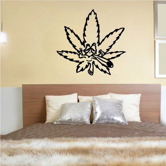 Image of Marijuana Leaf Smoking Joint Decal