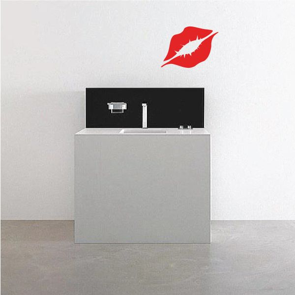 Red lips decal sticker with glossy, stylized mouth design