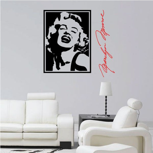 Image of Marilyn Monroe Portrait and Signature Wall Decal