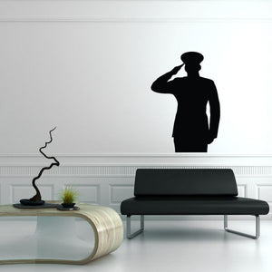 Marine saluting decal, black silhouette of a soldier saluting
