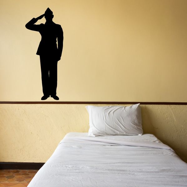 Marine silhouette wall decal of a standing seafarer figure in dark black