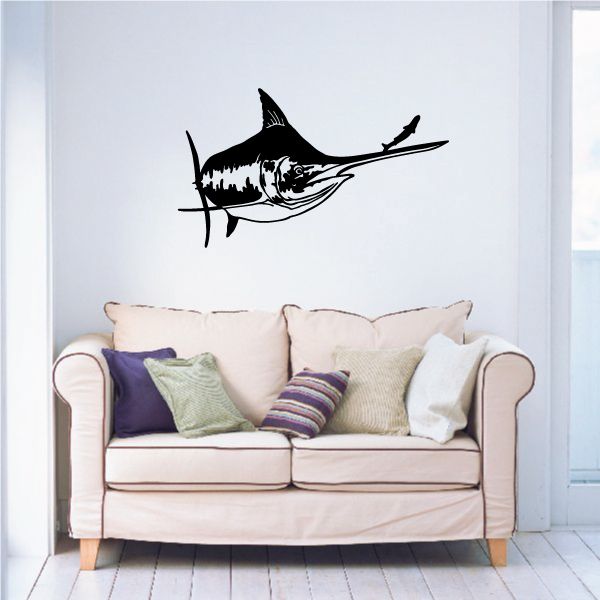 Black marlin fish wall decal