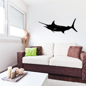 Marlin fish wall decal, black soaring silhouette