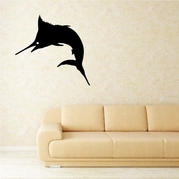 Marlin spin wall decal with black marlin silhouette