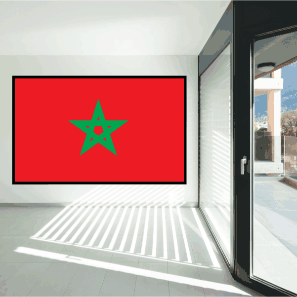Morocco flag sticker with red background and green five-point star