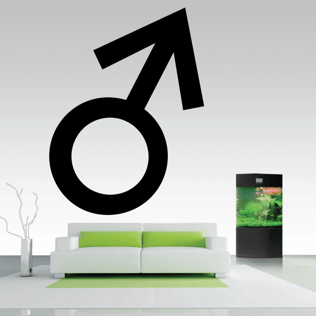 Mars astrological decal, black male symbol