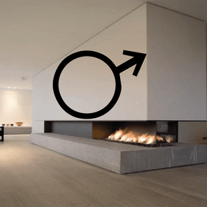 Black Mars astrological circle-and-arrow decal