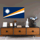 Marshall Islands flag sticker, rectangular with blue field, white sun, orange diagonal stripe