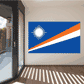 Marshall Islands flag sticker, rectangular blue with orange diagonal and white sunburst