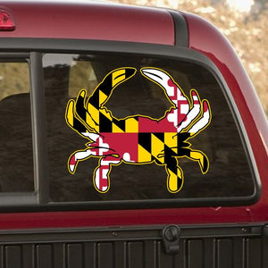 Maryland flag pattern crab vinyl decal sticker with yellow, black, red, white crab