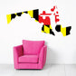 Maryland flag state outline sticker with yellow, black, red, and white cross design