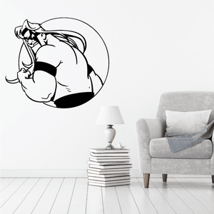 Masked wrestling cartoon decal of a black-and-white wrestler mask face