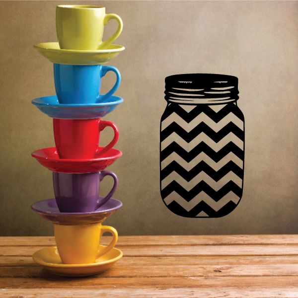 Image of Mason Jar Chevron Pattern Decal