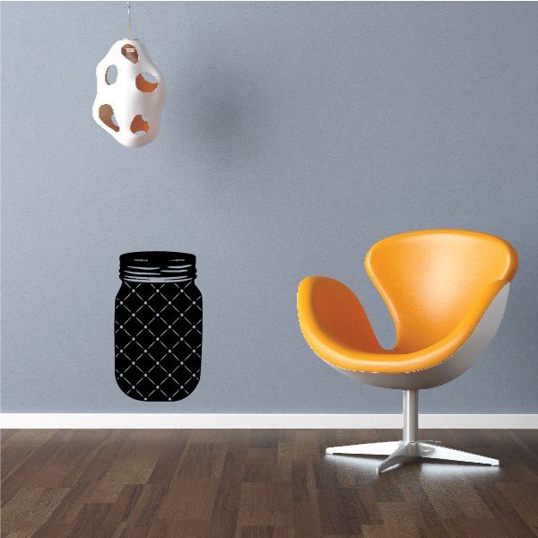 Mason jar design decal with black diamond pattern and white outline, orange accents