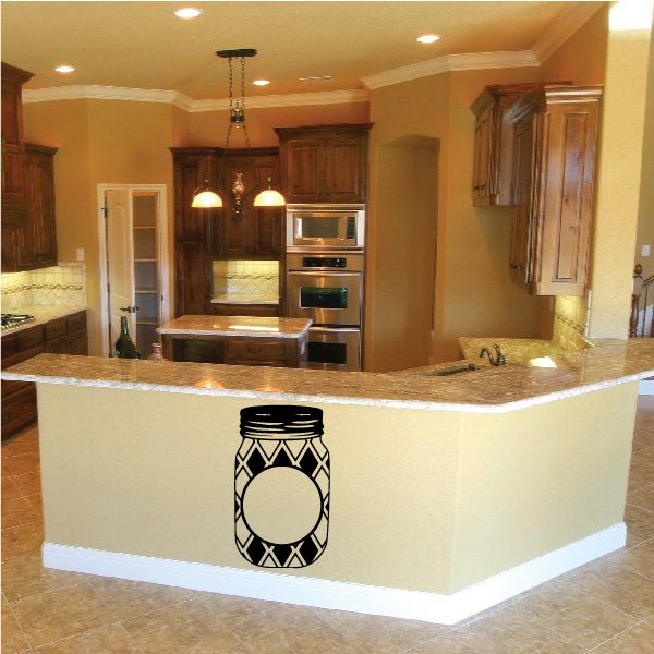 Mason jar diamond pattern decal with jar icon centered on white backing