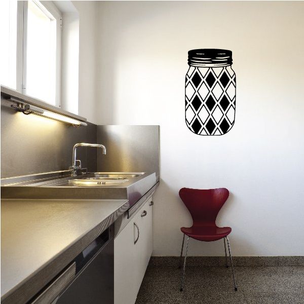 Mason jar pattern decal with black-and-white diamond lattice jar graphic