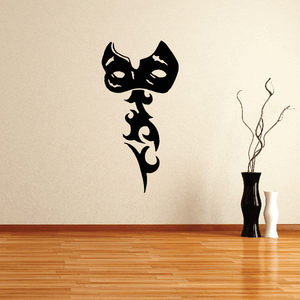 Tribal masquerade mask decal in black, decorative tribal face design