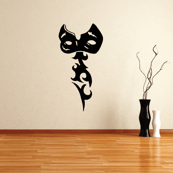 Tribal masquerade mask decal in black, decorative tribal face design