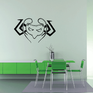 Masquerade mask decal with tribal-style face line art