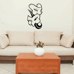 Black masquerade mask wall decal with tribal-style design